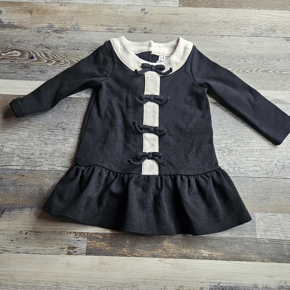 Janie And Jack 6-12 Months Toddler Black Ponte Dress Black White With Bows 2024